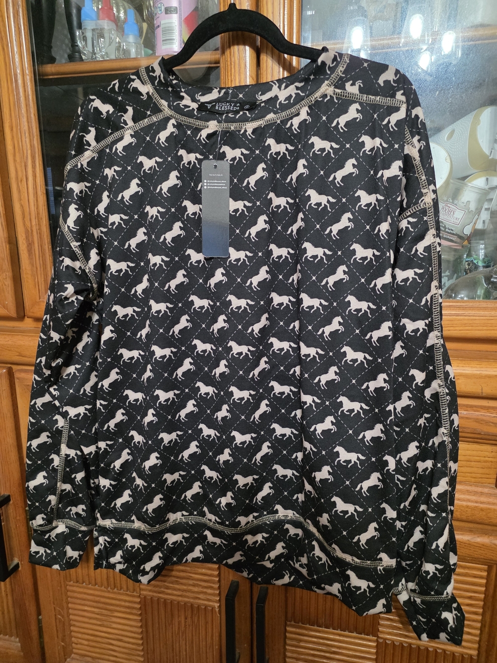 Lucky & Blessed Animal Print Long Sleeve Top Size Medium NWT